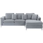 Beliani - canap angle  gauche en velours gris dossier matelass housses amovibles oslo