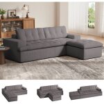 Canap� d'angle gris modulable de 21517548cm, repose - pieds amovible / convertible, canap� moderne en ...