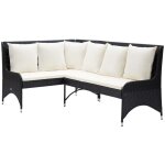 Vidaxl ? canap� d'angle de jardin 2 pcs ? r�sine tress�e noire ? coussins �pais ? dimensions 130x62x90 ...