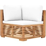 Vidaxl - canap� d'angle de jardin avec coussin cr�me bois de teck solide