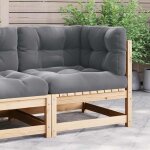 Canap� d'angle de jardin avec coussins gris bois de pin massif