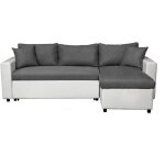 Canapé d'angle maria réversible et convertible avec coffre en simili et microfibre - blanc et gris Canapé d'angle maria réversible et convertible avec coffre en simili et microfibre - blanc et gris