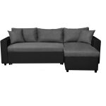 Usinestreet - canap d'angle maria rversible et convertible avec coffre en simili et microfibre - gris ...