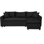 Usinestreet - canap d'angle maria rversible et convertible avec coffre en simili et microfibre - noir ...