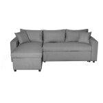 Canap� d'angle maria r�versible et convertible avec coffre en tissu - gris clair