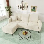 Canap� d'angle en l avec m�ridienne ? 3 places modulable, structure en plastique, 166 x 118 x 77 cm, ...