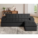 Canap� d'angle noir modulable de 21517548cm, repose - pieds amovible / convertible, canap� moderne en ...