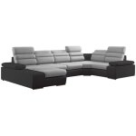 Vente - unique - canap� d'angle panoramique convertible en tissu et simili boileau - bicolore gris / ...
