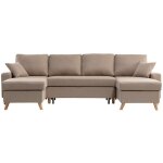 Usinestreet - canap d'angle panoramique maria scandinave convertible - beige