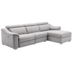 Vente - unique - canapé d'angle relax électrique en tissu gris clair pedrera - angle droit Vente - unique - canapé d'angle relax électrique en tissu gris clair pedrera - angle droit