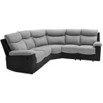 Loungitude - canap� panoramique relax manuel en tissu gris et pu noir - valia