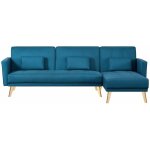 Concept - usine - canap� d'angle r�versible et convertible 4 places en tissu bleu canard grace