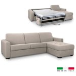 Deco in paris - canap d'angle rversible convertible louna en tissu beige avec