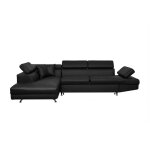 Usinestreet - canap d'angle rio convertible avec coffre en simili - angle gauche, noir