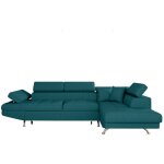 Usinestreet - canapé d'angle rio convertible avec coffre en tissu - angle droit, bleu Usinestreet - canapé d'angle rio convertible avec coffre en tissu - angle droit, bleu
