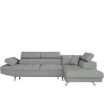 Usinestreet - canap d'angle rio convertible avec coffre en tissu - angle droit, gris clair