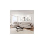 Usinestreet - canap d'angle rio convertible avec coffre en tissu - angle gauche, beige