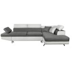 Usinestreet - canap d'angle rio convertible avec coffre en tissu et simili - angle droit, blanc et gris ...