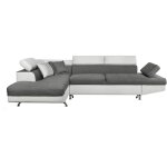 Usinestreet - canapé d'angle rio convertible avec coffre en tissu et simili - angle gauche, blanc et ... Usinestreet - canapé d'angle rio convertible avec coffre en tissu et simili - angle gauche, blanc et ...