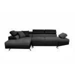 Usinestreet - canapé d'angle rio convertible avec coffre en tissu et simili - angle gauche, gris et noir ... Usinestreet - canapé d'angle rio convertible avec coffre en tissu et simili - angle gauche, gris et noir ...