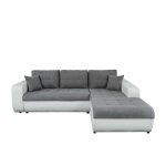 Usinestreet - canap d'angle suzie convertible en simili et microfibre - angle droit, blanc et gris