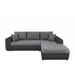 Canapé d'angle suzie convertible en simili et microfibre - angle droit, gris et noir Canapé d'angle suzie convertible en simili et microfibre - angle droit, gris et noir