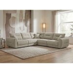 Canap� d'angle en velours chin� taupe baliane