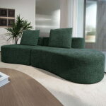 Canap� arc de 250cm 4 / 5places vert, assise extra profonde de 95cm, rev�tement en lin de qualit� sup�rieure, ...