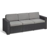 Salone - canape' californien trois places en polirotin effet re'sine 199x68x72 cm avec coussins de jardin ...