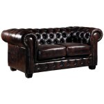 Vente - unique - canap chesterfield 2 places brenton 100% cuir de buffle - marron reflets chtains