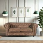 Le quai des affaires - canap chesterfield 2 places / marron vieilli / 183x85x72