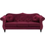 Beliani - canap� type chesterfield 3 places en velours rouge avec dossier capitonn� pour salon au style ...