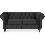 Intensedeco - canap chesterfield velours 2 places altesse noir