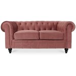 Intensedeco - canapé chesterfield velours 2 places altesse vieux rose Intensedeco - canapé chesterfield velours 2 places altesse vieux rose