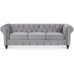 Intensedeco - canapé chesterfield velours 3 places altesse argent Intensedeco - canapé chesterfield velours 3 places altesse argent