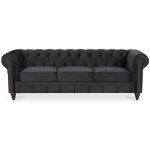 Intensedeco - canape chesterfield velours 3 places altesse noir Intensedeco - canape chesterfield velours 3 places altesse noir