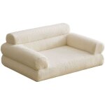 Canap� pour chien et chat titou 50x80 tissu bouclette cr�me