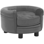 Canap� pour chien gris 48x48x32 cm peluche et similicuir