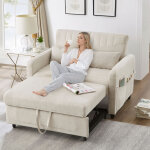 Canap� convertible 2 places avec dossier r�glable 3 positions et coussin, sur roulettes, design gain ...
