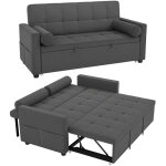 Canap� convertible 2 places - homcom - 3 en 1 - lit gigogne double et dossier r�glable - tissu aspect ...