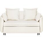 Beliani - canap� convertible 2 places tapiss� en tissu beige de qualit� avec fonction lit pratique pour ...