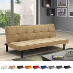 Canap convertible 2 places en tissu clic - clac pour chambre et bureau giada - beige