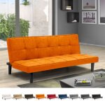 Canap convertible 2 places en tissu clic - clac pour chambre et bureau giada - orange