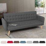 Canap� convertible 3 places clic clac en tissu inclinable design nordique malibu - gris fonc�
