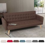 Canap� convertible 3 places clic clac en tissu inclinable design nordique malibu - marron