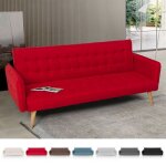 Canap convertible 3 places clic clac en tissu inclinable design nordique malibu - rouge