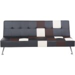 Beliani - canapé convertible 3 places en cuir pu patchwork noir beige et marron fonction couchage pour ... Beliani - canapé convertible 3 places en cuir pu patchwork noir beige et marron fonction couchage pour ...