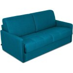 Canapé convertible 3 places louna slim en tissu bleu pétrole Canapé convertible 3 places louna slim en tissu bleu pétrole
