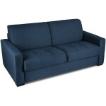 Canap convertible 3 places louna en tissu bleu denim ouverture