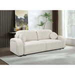 Canap� convertible 3 places en tissu bouclette �cru mayora